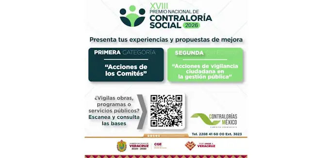 Abierta convocatoria para participar en el Premio Nacional de Contraloría Social 2026 Abierta convocatoria para participar en el Premio Nacional de Contraloría Social 2026