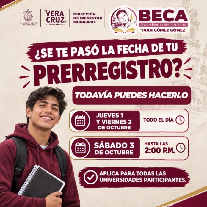 Se extiende prerregistro para la Beca “Joven Héroe Veracruzano Iván Gómez Gómez” en la ciudad de Veracruz