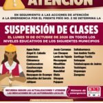 Gobierno del Estado suspende clases en 28 municipios ante efectos del FF2